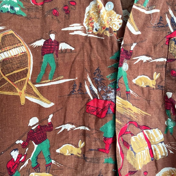 Vintage Lumberjack Flannel Bear Woodsy Camping Button Down flaw - Picture 2 of 10